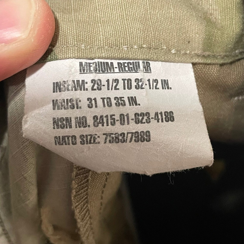 Army Combat Uniform ACU Pants Medium Regular MultiCam Cargo Pants Insect Shield