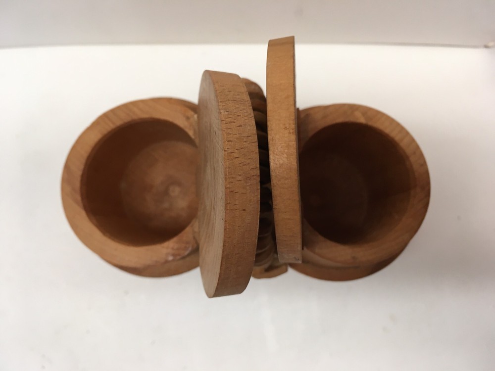 Double Wood Container Box Storage 4” with Lid + Leather Handle Scandinavian (?)