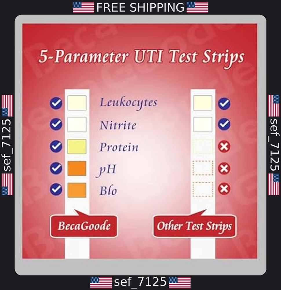 Rapid UTI Test Strips - 100 Count, 5 Parameters Urine Test for Infection