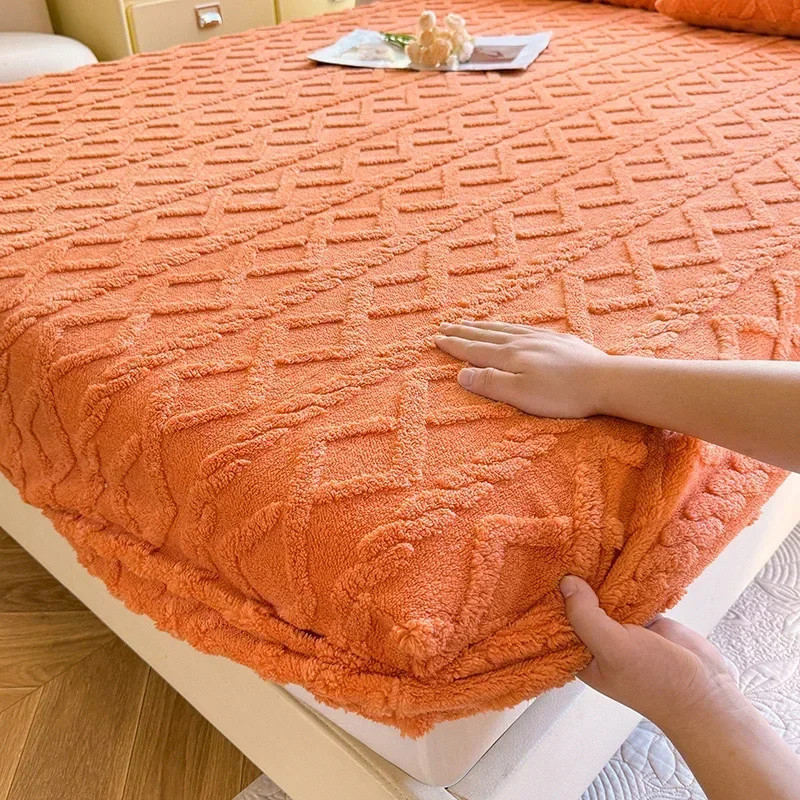 1 Pc Fleece Bed Sheet for Winter Warm Sofa Bed Matrimonial Fitted Sheets