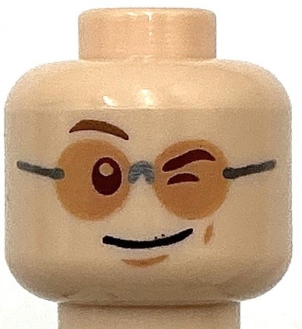 Lego New Light Nougat Minifigure Head Dual Sided Medium Brown Eyebrows Winking
