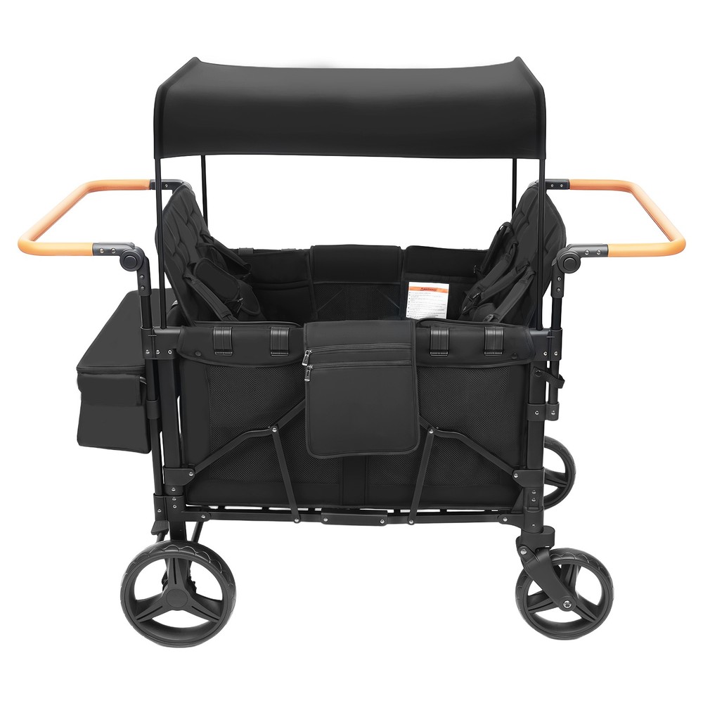 Stroller Wagon 4 Seats Quad Collapsible Stroller with Adjustable Handle & Canopy