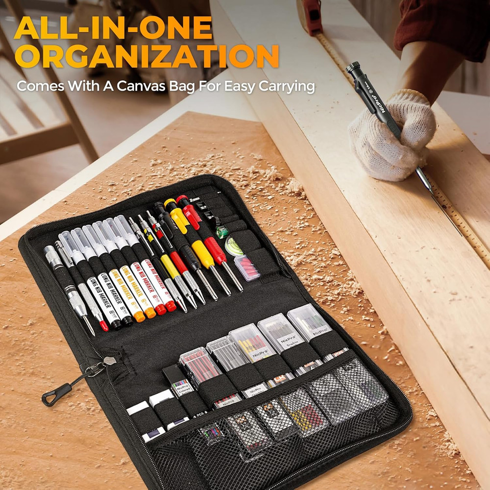 39 Pack Carpenter Pencils with Sharpener, Mechanical Carpenter Pencil Set with 1