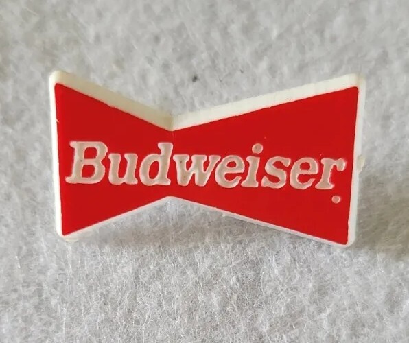 Vintage Budweiser Bowtie Plastic Lapel Shirt Hat Collar Push Back Pin.