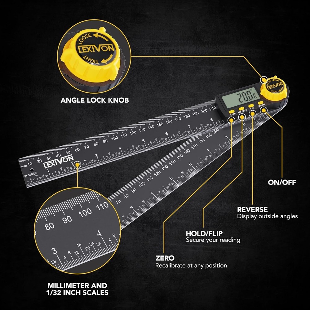 Multi-Purpose 10-Inch Protractor with Simple Interface & Rugged Zippered Case
