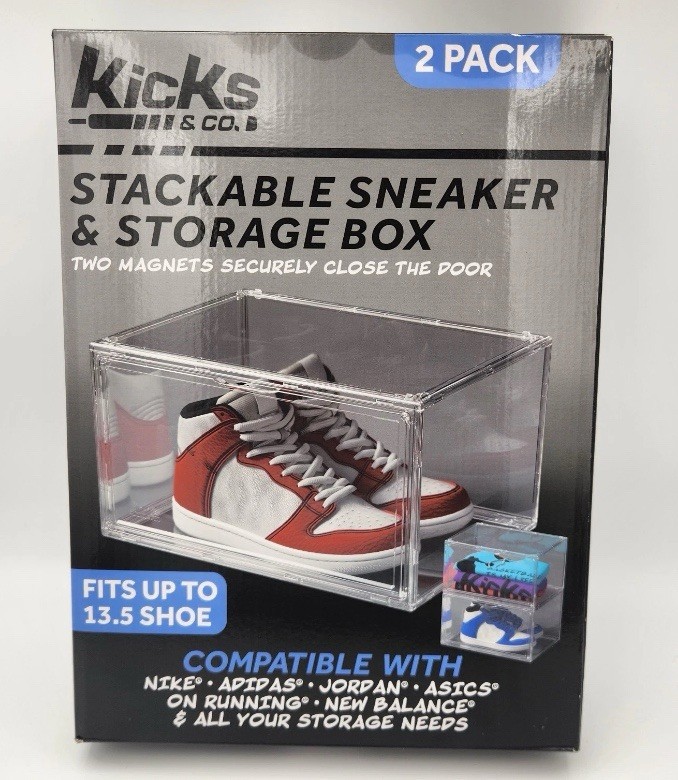Kicks & Co. 2 PACK Stackable Sneaker Shoe Display Boxes Storage Boxes ~ NEW!