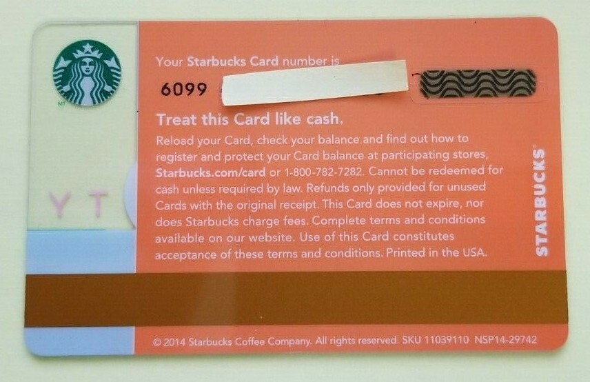 Starbucks Card 6099 - Orange County 2014