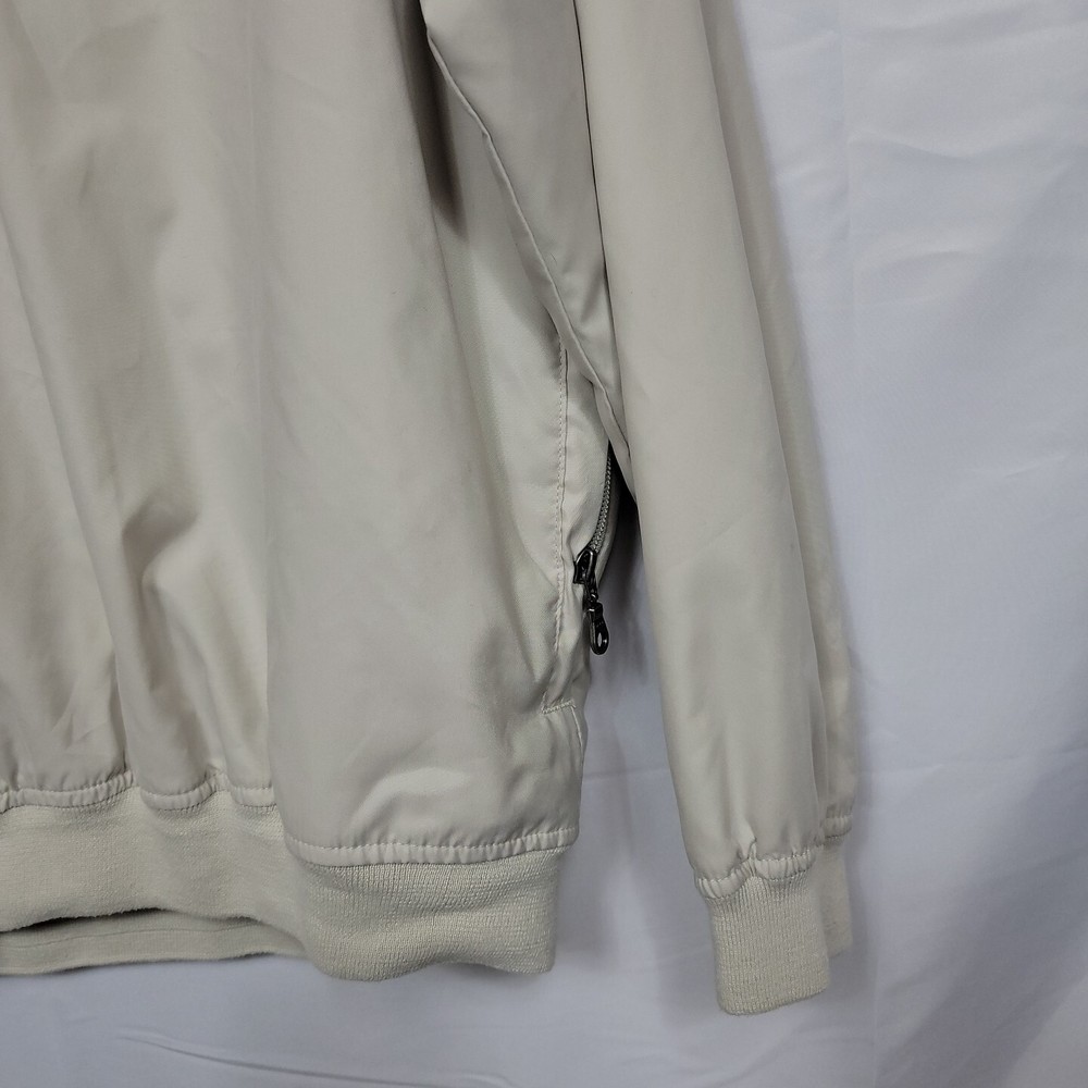 IZOD Golf Windbreaker Mens Large Pull Over Lined Pockets Beige Performance