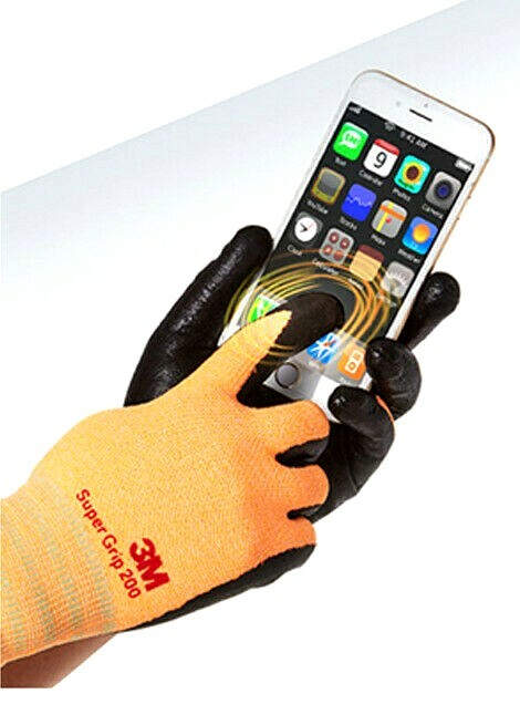 3M Nitrile Rubber Coated Work Gloves, Thin TouchScreen Washable 10 PacK Orange