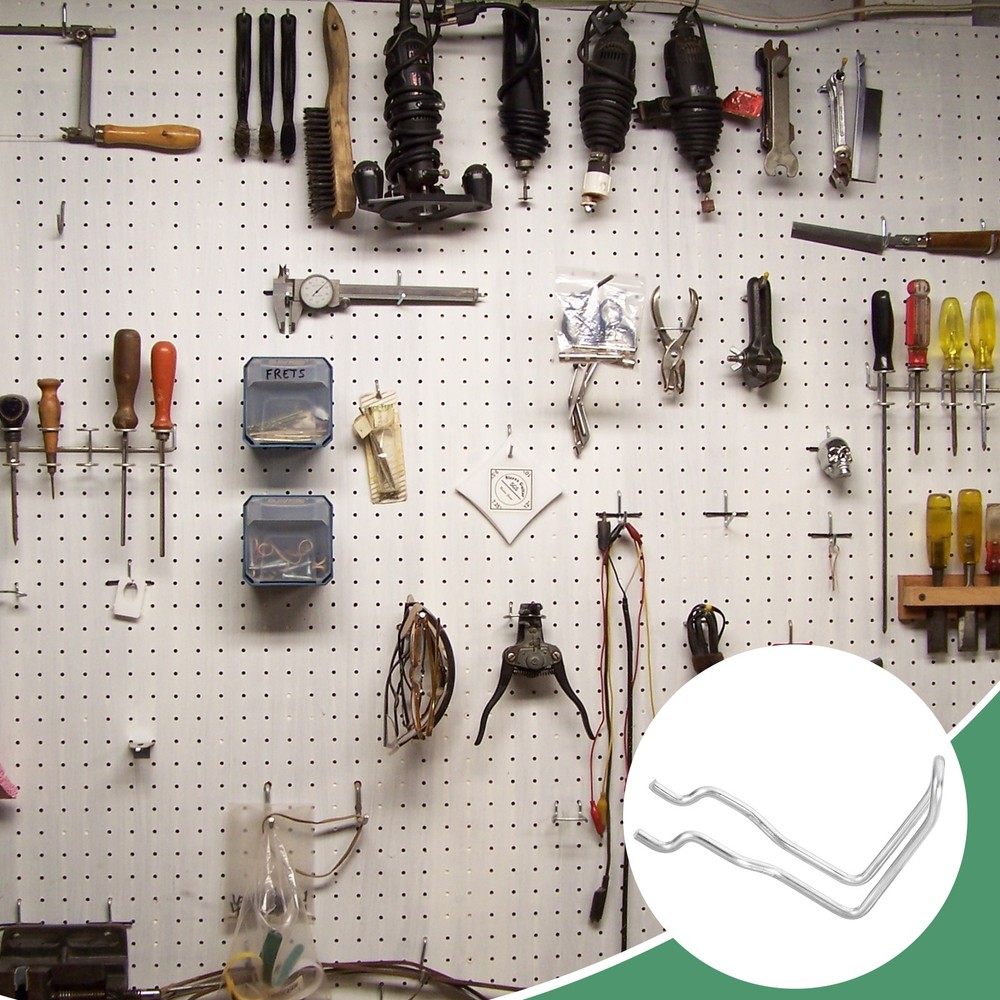 10Pcs Pegboard Hooks, Peg Board Display Hook Organizer Accessories, Silver