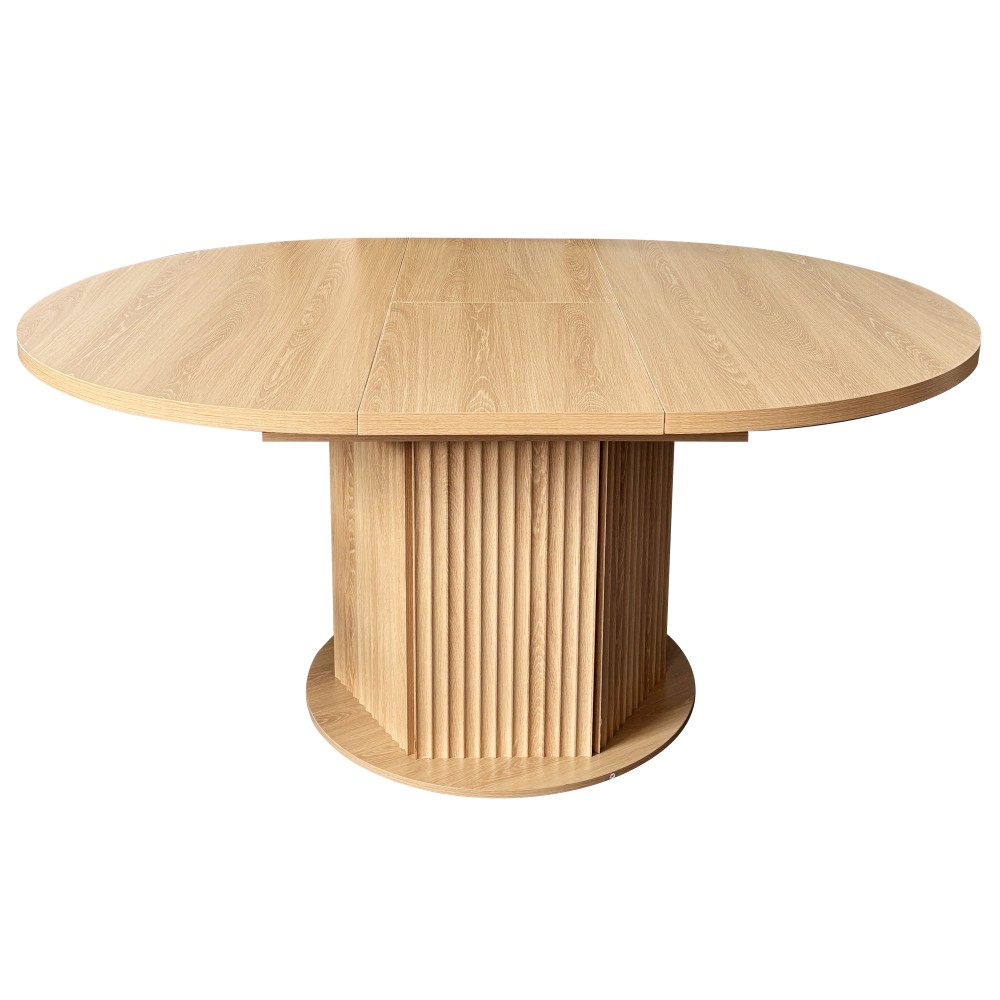 Round Extendable Dining Table for 6 MDF Wooden Kitchen Table with Hexagonal