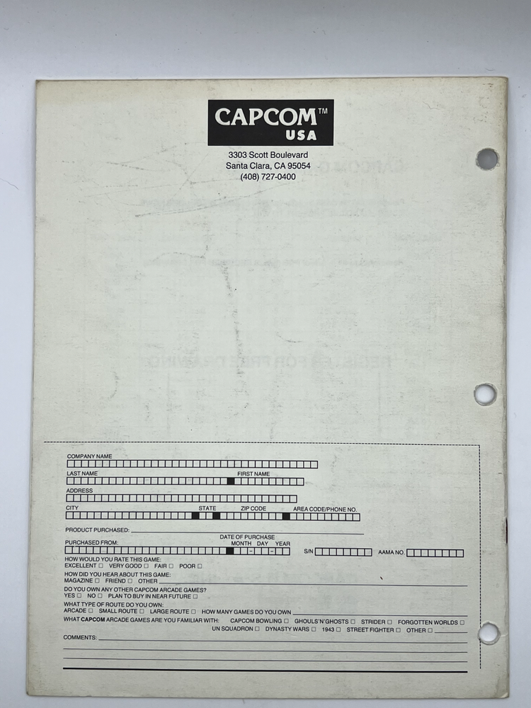 Final Fight Arcade Kit Instruction Manual Arcade.