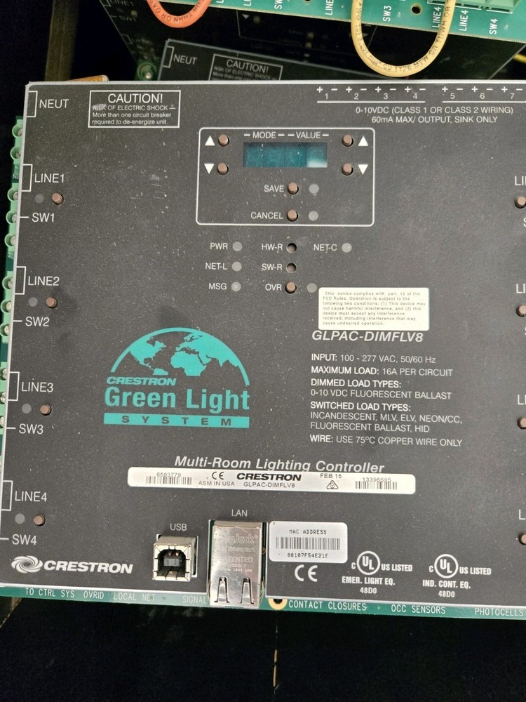 CRESTRON Greenlight System GLPAC-DIMFLV Series