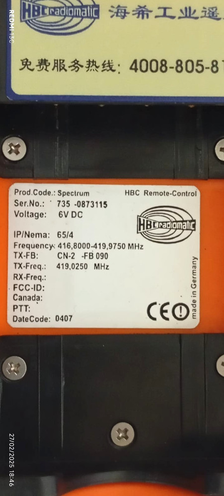 HBC Radiomatic Spectrum Remote Control Transmitter 6V DC