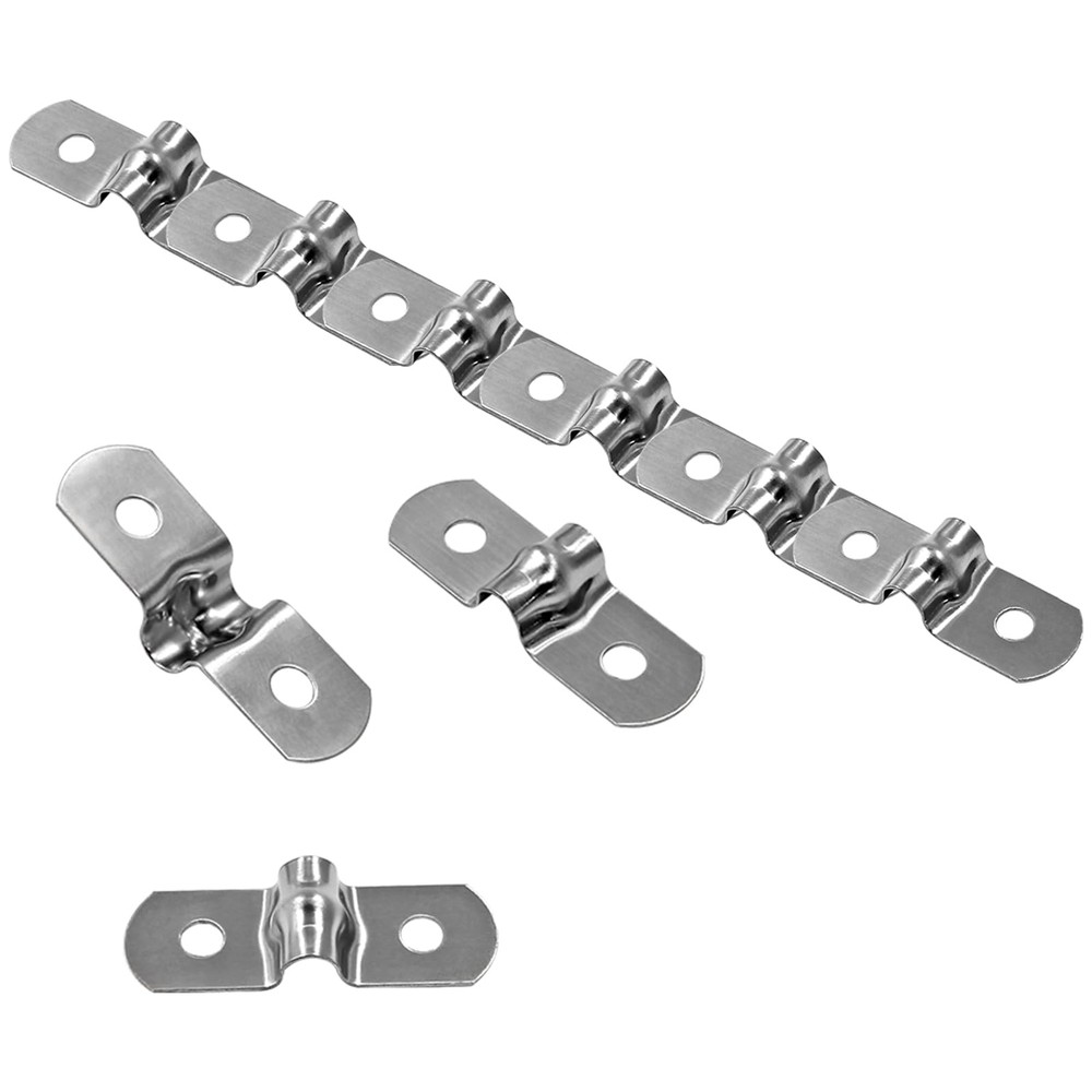 Hordion 50Pcs M5 Two Hole Strap U Bracket, Rigid Pipe M5, Silver