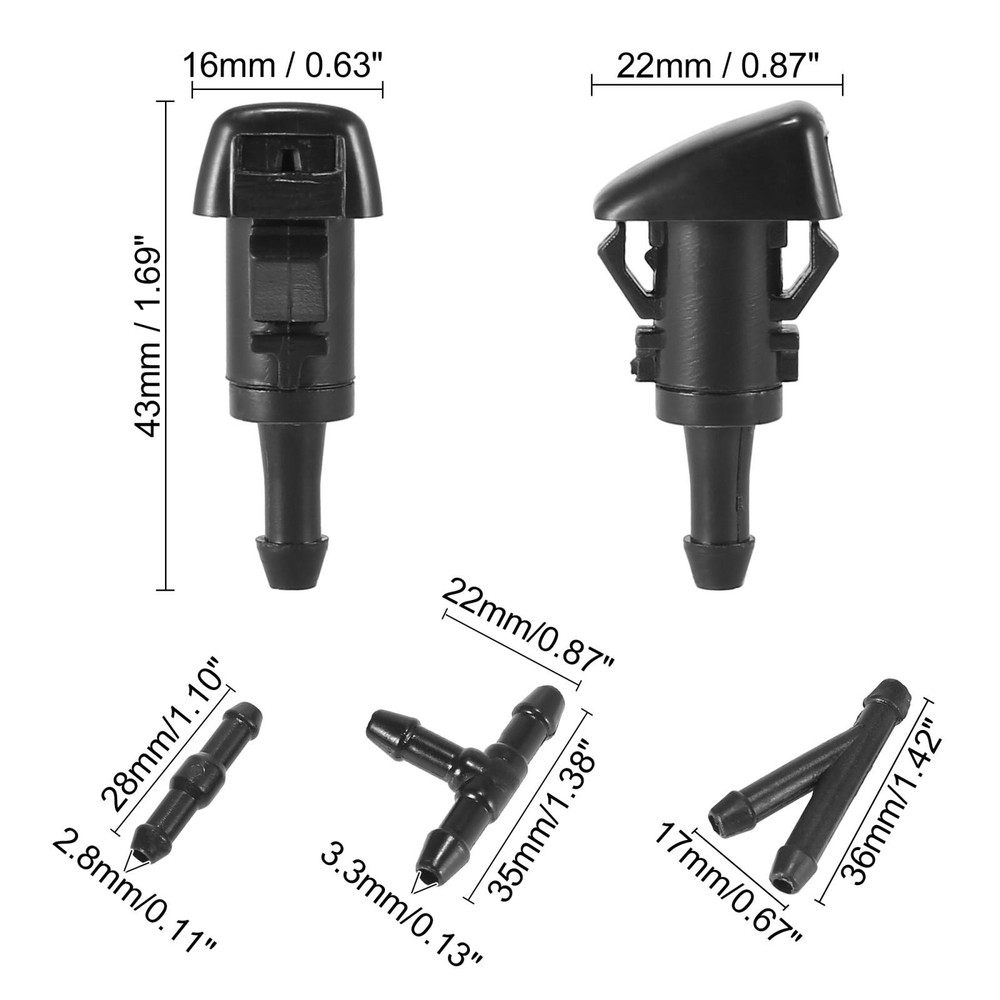 Front Windshield Wiper Nozzles Kit for Mitsubishi Eclipse with 2 Meter Hose