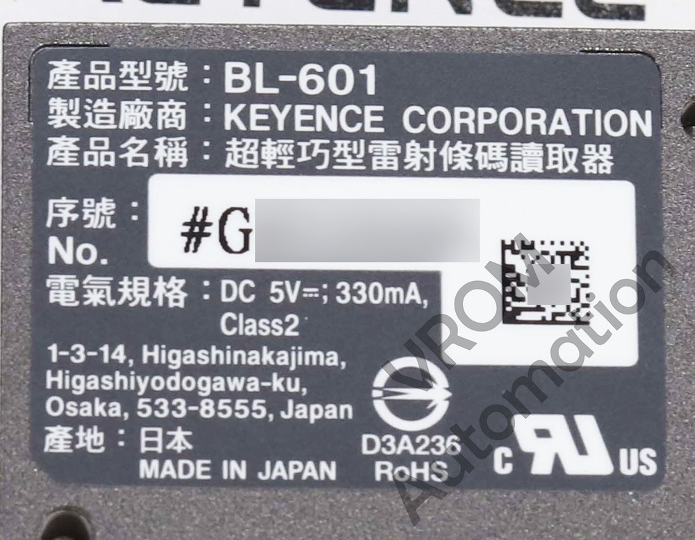 Surplus Keyence BL-601 Laser Barcode Scanner Reader