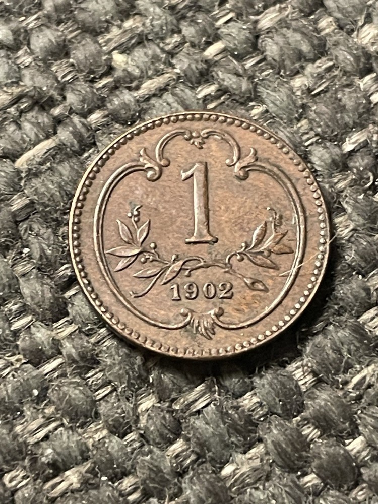 1902 Austria 1 Heller Coin