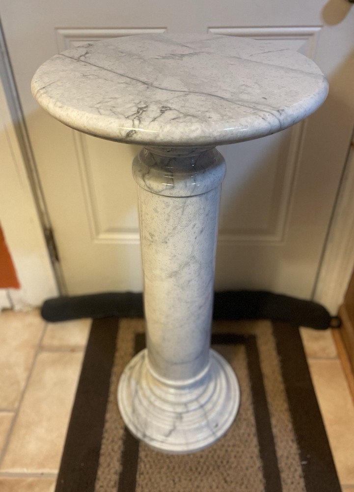 Vintage Solid Marble Pedestal or Column 32” Tall Very Heavy