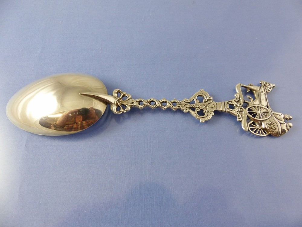 FIGURATIVE CARRIAGE TOP SERVING SPOON .835 SILVER BY GRONINGEN MAKER