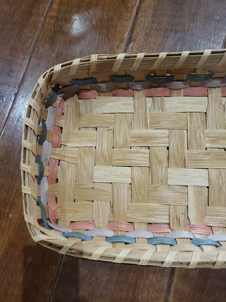 Extra Large Primitive Oak Ash Split 21" X 12" Rectangular Tricolor Basket Tray