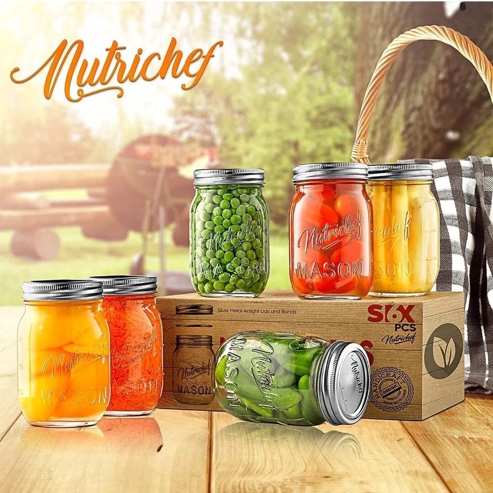 Nutrichef NCMSJ6 6 Pcs Mason Jars Set