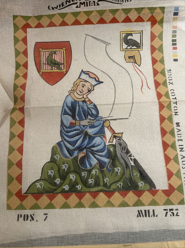 needlepoint canvas handpainted vintage