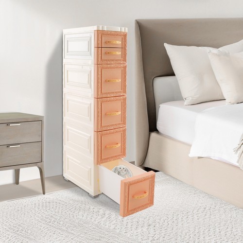 Slim 5-Tier Storage Cabinet with Wheels, Slim Profile for Small Spaces