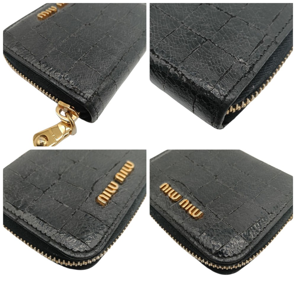 MIU MIU Coin Case Card Case Wallet Pattern Black
