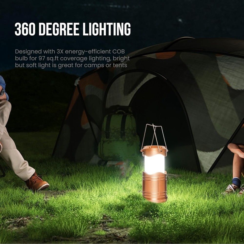 Lichamp LED Camping Lantern, 4 Pack Battery Powered Flashlight for Power Gold
