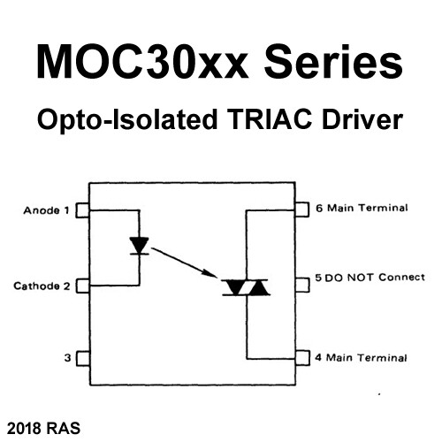 (10) Sensitive MOC3012 Opitcally Coupled Isolator, TRIAC Output, UL Listed