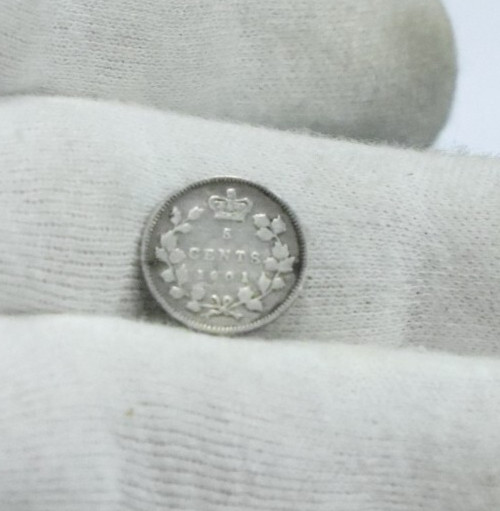 1901 Canada Silver 5 Cent Fine (Cleaned)