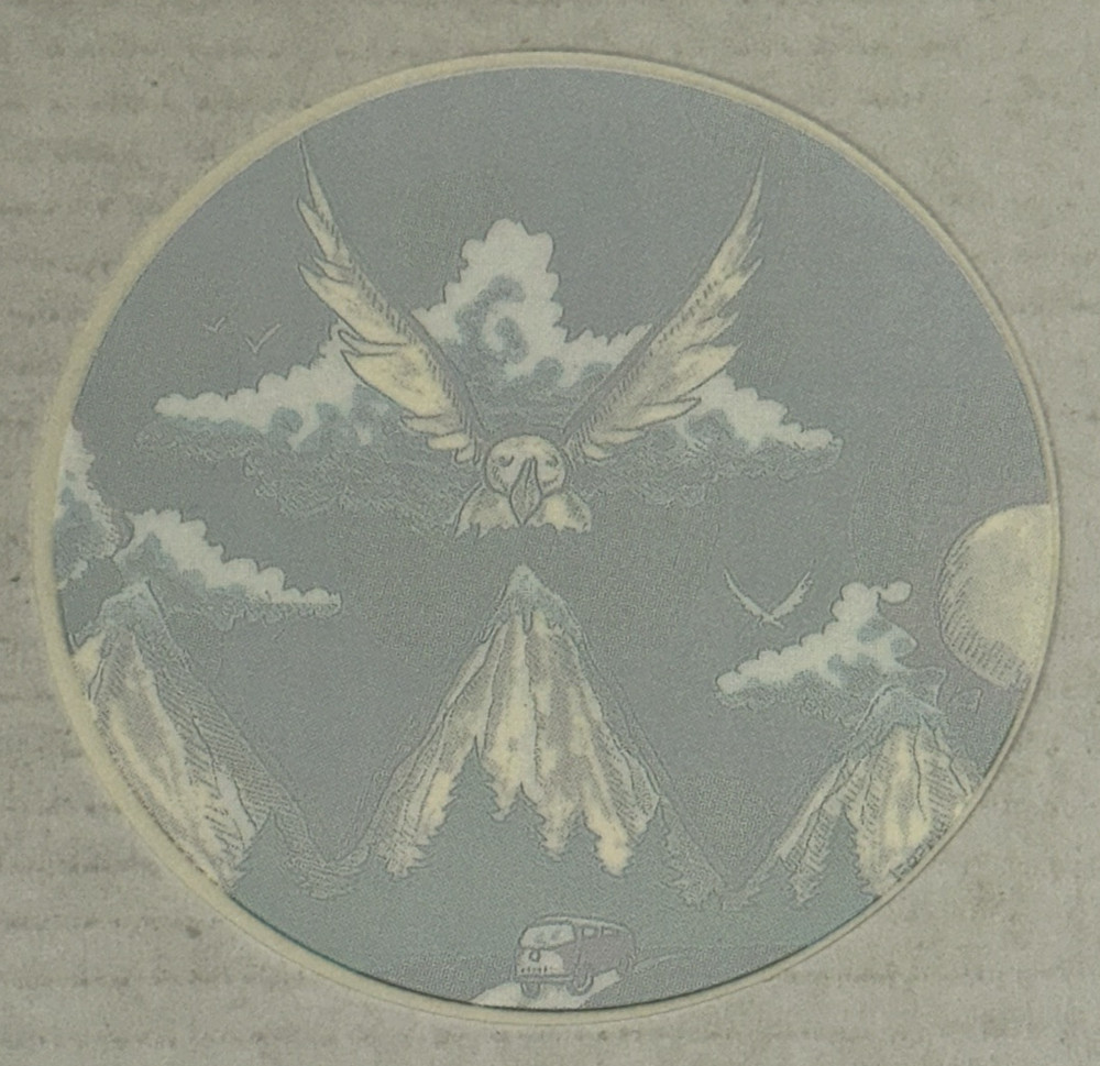 Grateful Dead Head Golden Bald Eagle Wings Spread Flying Sky Window Sticker 4.5"