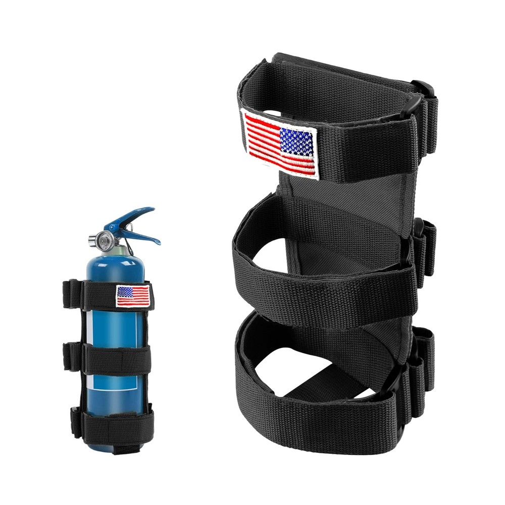 VCYOPN Fire Extinguisher Holder, Adjustable Roll Bar Strap Black