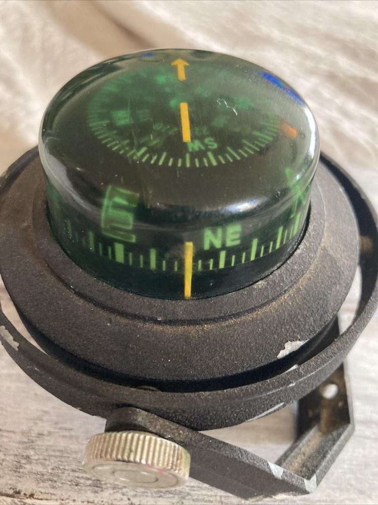 Vintage Boat Marine Compass Black Surface Mount