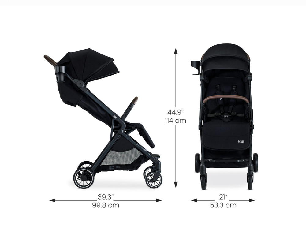 New Britax Juniper Compact Stroller FastPack RapidFold Cup Holder Raven Black
