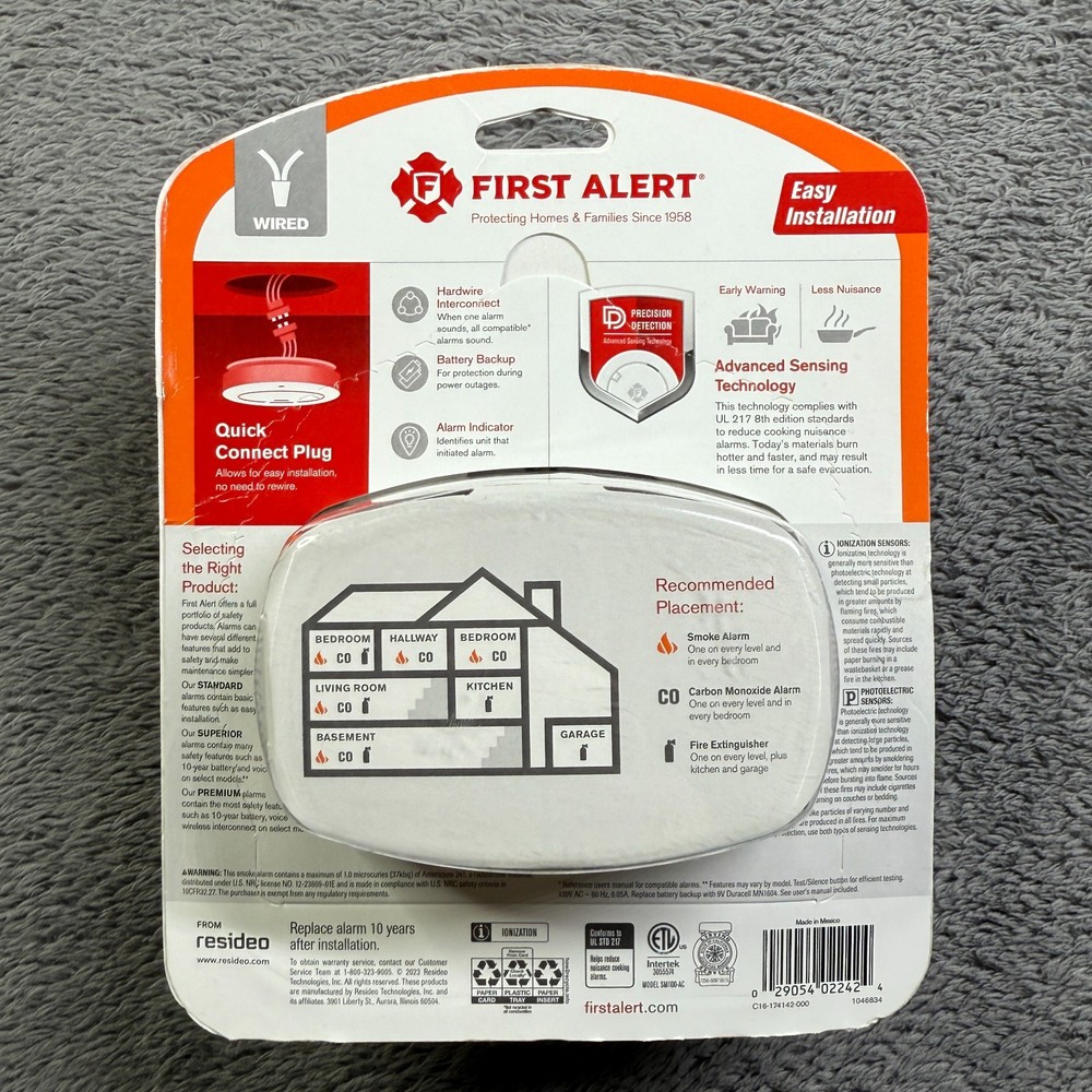 First Alert Hardwired w Battery Back-Up Ionization Interconnected Smoke Detector