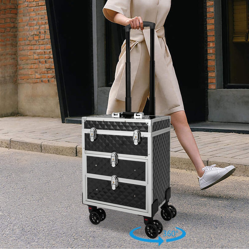 Professional Rolling Makeup Train Case Makeup Storage Organizer Cosmetic Trolley