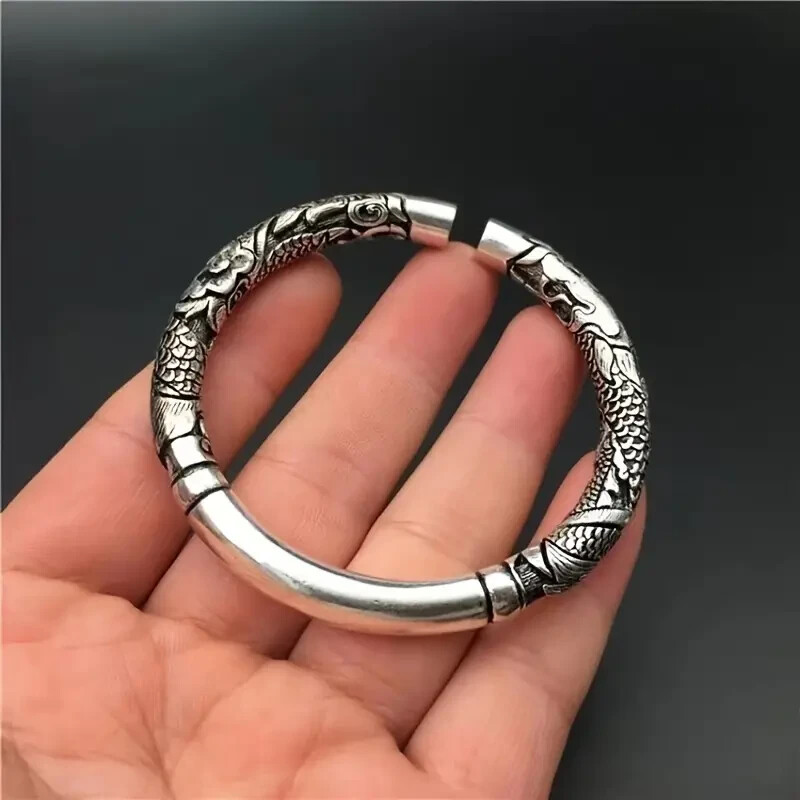 925 Sterling Silver Monkey King Bracelet Bangle One Size Fit All Adjustable
