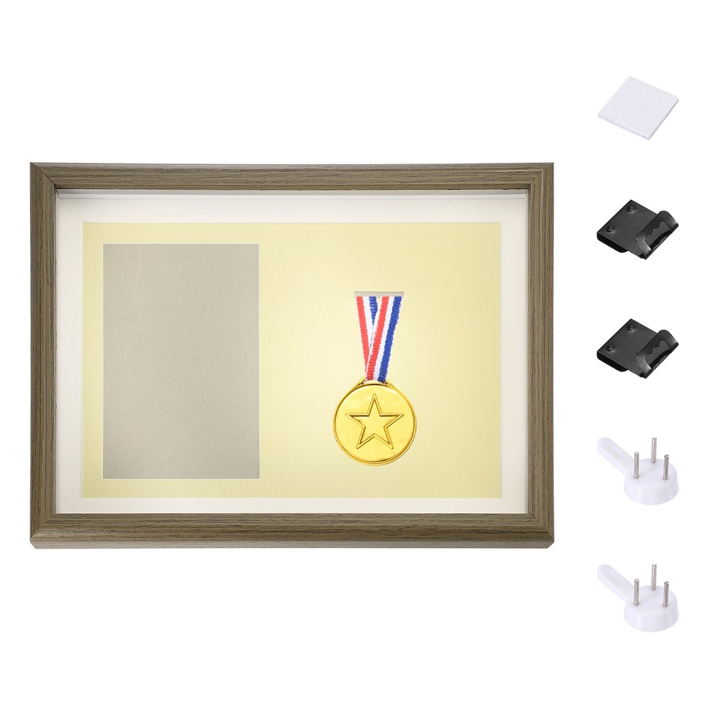 13x9" Horizontal Shadow Frame with Dots and Sticker, Walnut Color