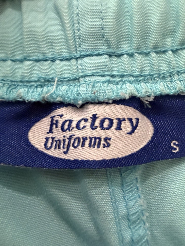 Factory Uniforms Light Blue Blue Unisex Medical Scrubs Set Solid Pattern Size S