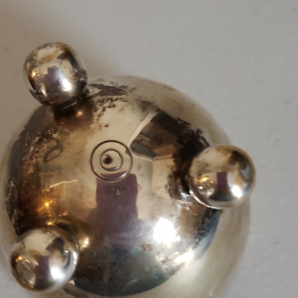 Silverplate Alphabet Egg Cup with Ball Feet