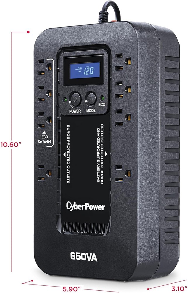Battery Backup Surge Protector UPS System Compact