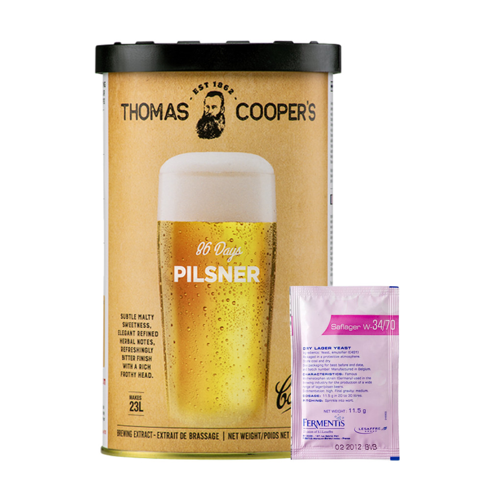 Thomas Cooper’s 86 Days Pilsner Kit + W-34/70 Yeast – Home Brewing Essentials