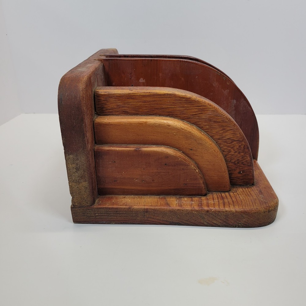 Vtg Heavy Wooden Mail Organizer
