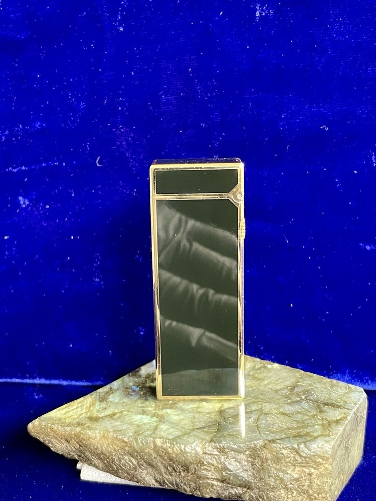 Dunhill Lighter Vintage Black Lacquer Rollagas Mint Condition Work 1 Year Warran