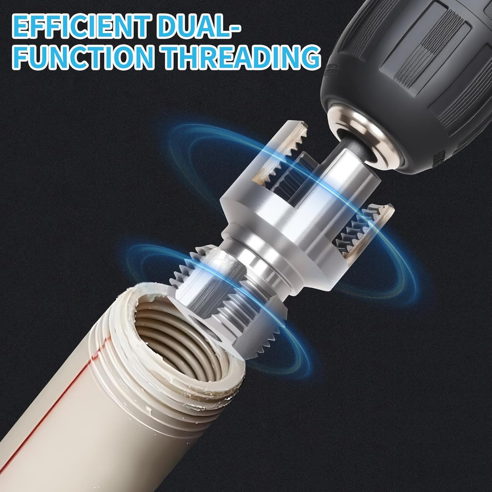 3PCS PVC Pipe Threader Kit - Dual-Function Internal & External Pipe Threading To