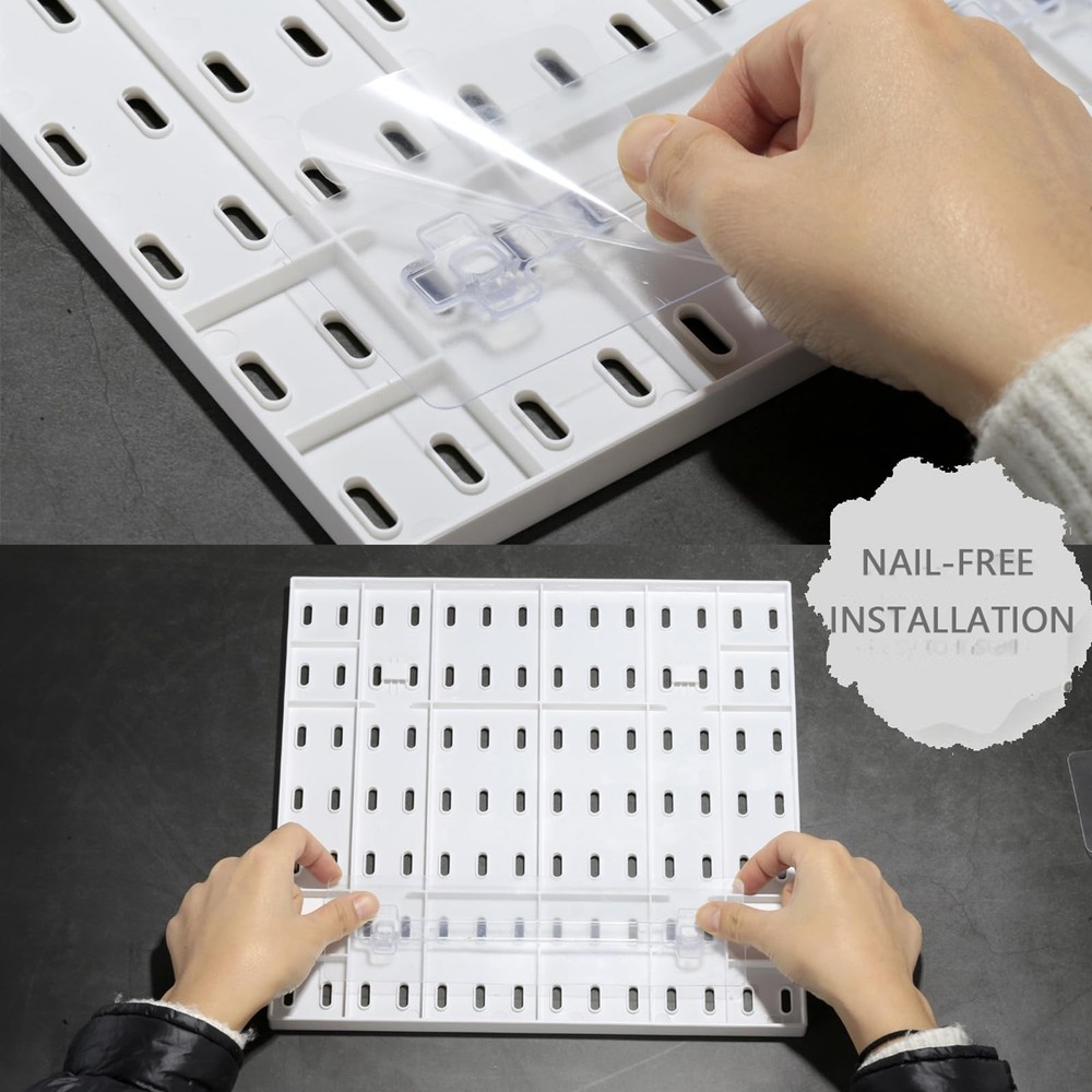 Pegboard Combination Kit, Wall Mounted Storage Set with 4 Pegboards & 14 Acce...