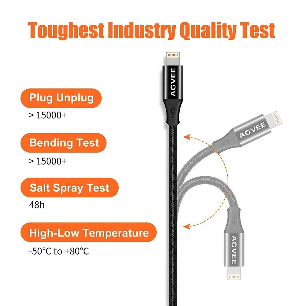 3.3ft Lightning Extension Cable Braided Female to Male Extender Full Function