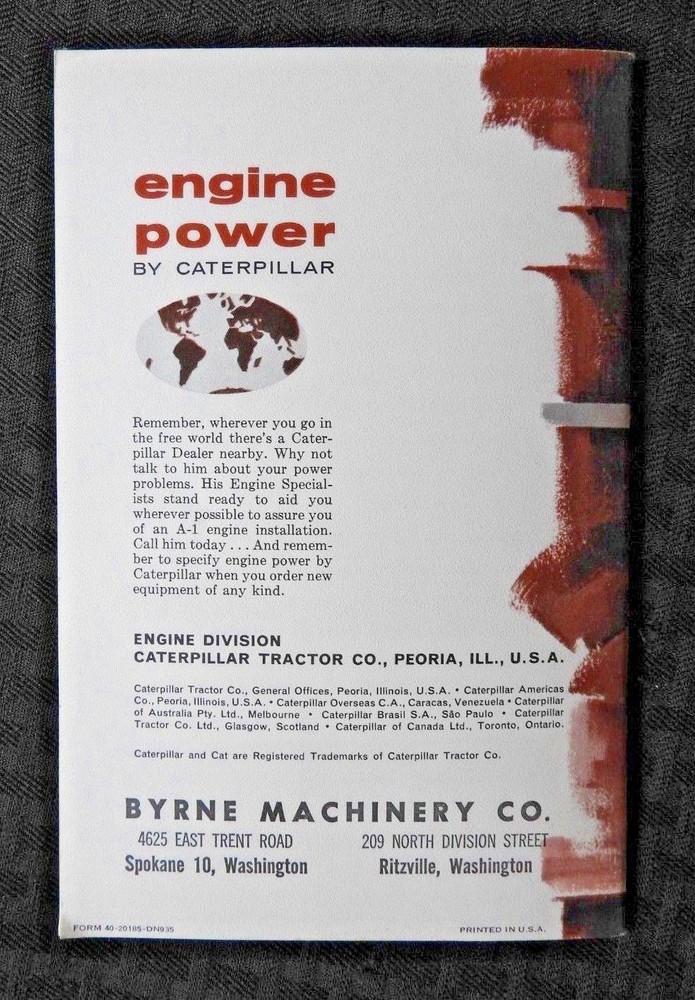 1960 CATERPILLAR ENGINE DIVISION "JUDGING ENGINE QUALITY" BYRNE MACH SPOKANE WA